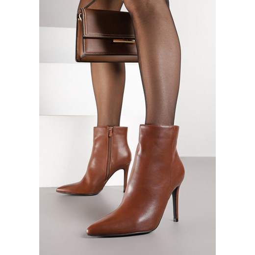 Brązowe Klasyczne Botki Vices na Szpilce Derraze 39 born2be.pl
