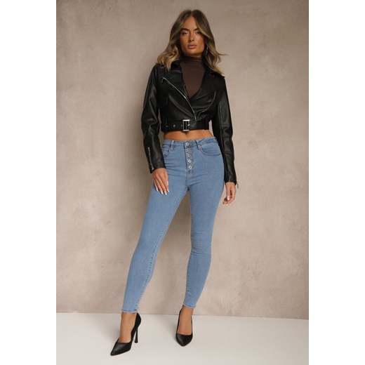 Niebieskie Bawełniane Jeansy Skinny z Guzikami Hirgisse ze sklepu renee.pl w kategorii Jeansy damskie - zdjęcie 185730598
