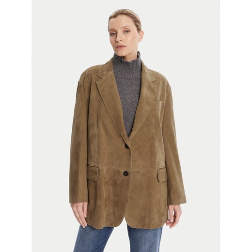 Weekend Max Mara Kurtka skórzana Rolanda 2525446071650 Brązowy Oversize ze sklepu MODIVO w kategorii Kurtki damskie - zdjęcie 185731105