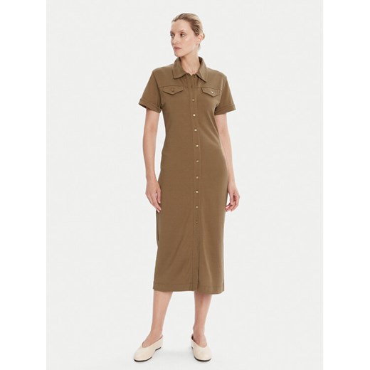 Tommy Hilfiger Sukienka koszulowa Gold Button WW0WW44617 Brązowy Regular Fit ze sklepu MODIVO w kategorii Sukienki - zdjęcie 185731109