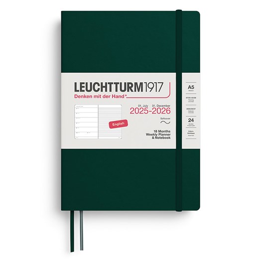 LEUCHTTURM1917 Notatnik w kolorze ciemnozielonym z kalendarzem - A5 ze sklepu Limango Polska w kategorii Akcesoria biurowe - zdjęcie 185733557