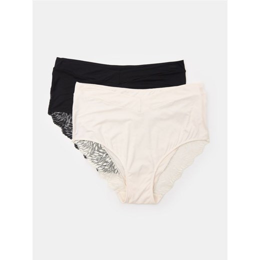 Sinsay - Wiskozowe majtki hipster z wysokim stanem 2 pack - kremowy ze sklepu Sinsay w kategorii Majtki damskie - zdjęcie 185736509