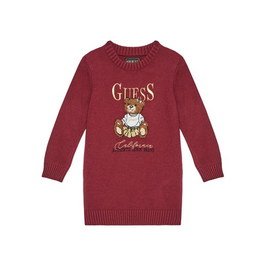 Guess Sukienka dzianinowa K5BK01 Z3GS0 Bordowy Regular Fit ze sklepu MODIVO w kategorii Sukienki dziewczęce - zdjęcie 185737419