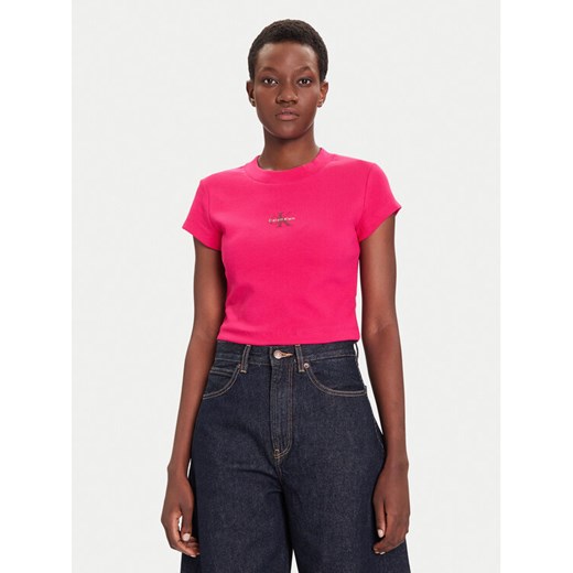 Calvin Klein Jeans T-Shirt LV047AB802 Różowy Regular Fit ze sklepu MODIVO w kategorii Bluzki damskie - zdjęcie 185737479