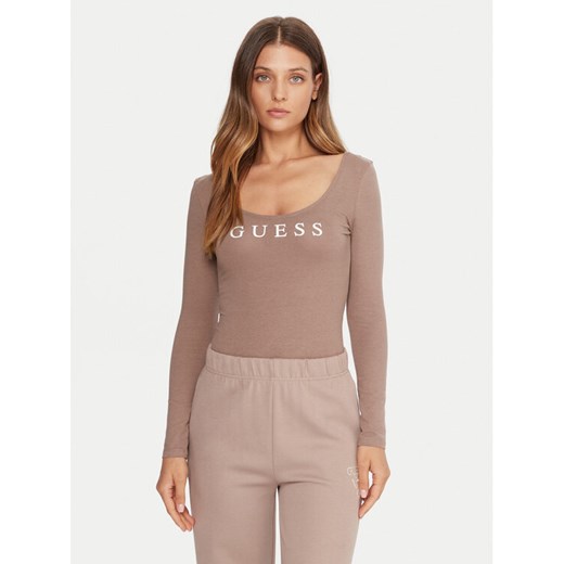 Guess Body O5RM08 KBBU1 Beżowy Regular Fit ze sklepu MODIVO w kategorii Bluzki damskie - zdjęcie 185737579