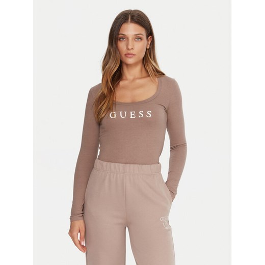 Guess Bluzka O5RI00 KBBU1 Beżowy Regular Fit ze sklepu MODIVO w kategorii Bluzki damskie - zdjęcie 185737645