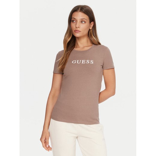 Guess T-Shirt O5RI01 KBBU1 Beżowy Regular Fit ze sklepu MODIVO w kategorii Bluzki damskie - zdjęcie 185737728