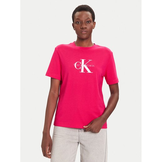 Calvin Klein Jeans T-Shirt Hero Classic LV047B865G Różowy Regular Fit ze sklepu MODIVO w kategorii Bluzki damskie - zdjęcie 185737739