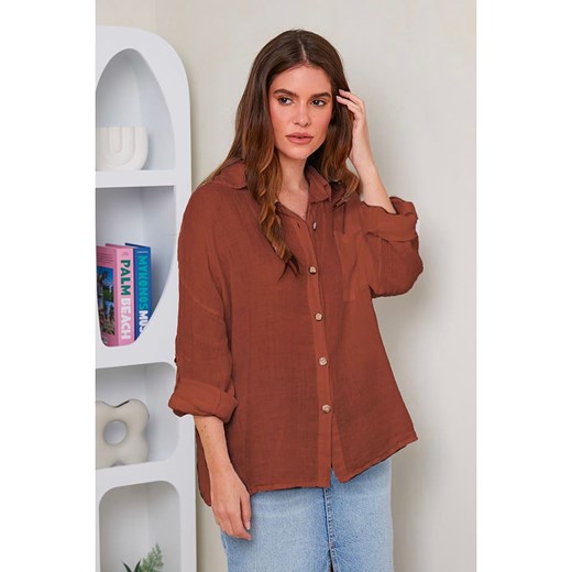 Rodier Lin Lniana koszula w kolorze brązowym ze sklepu Limango Polska w kategorii Koszule damskie - zdjęcie 185739489