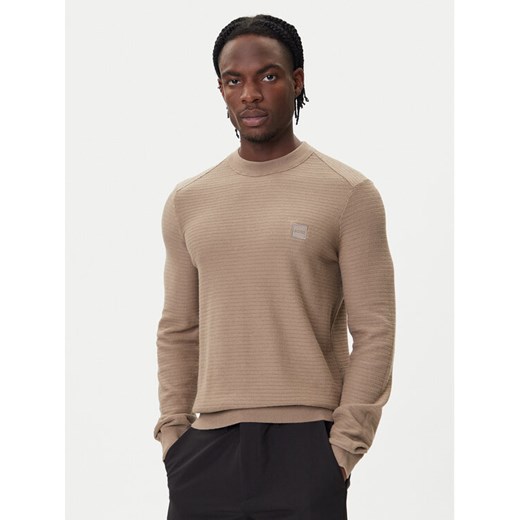 BOSS Sweter Anion_S 50527584 Beżowy Regular Fit ze sklepu MODIVO w kategorii Swetry męskie - zdjęcie 185741398