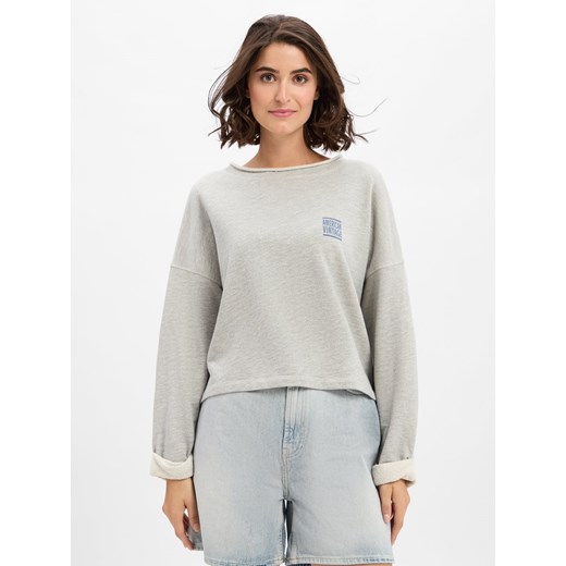 american vintage Bluza damska - Zofbay Kobiety Bawełna jasny szary marmurkowy ze sklepu vangraaf w kategorii Bluzy damskie - zdjęcie 185742176