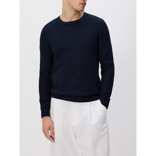 Reserved - Strukturalny sweter z bawełny - granatowy Reserved XL Reserved