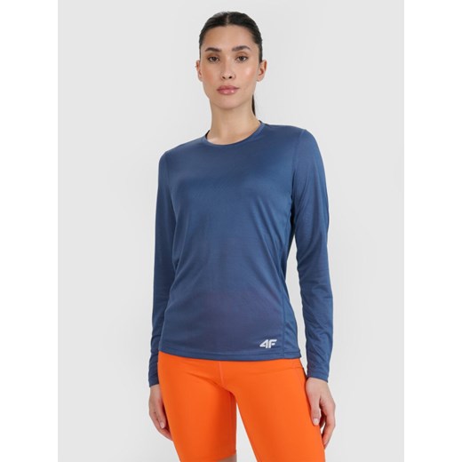 Damski longsleeve do biegania 4F 4FWSS25TFLOF328 - niebieski ze sklepu Sportstylestory.com w kategorii Bluzki damskie - zdjęcie 185744256