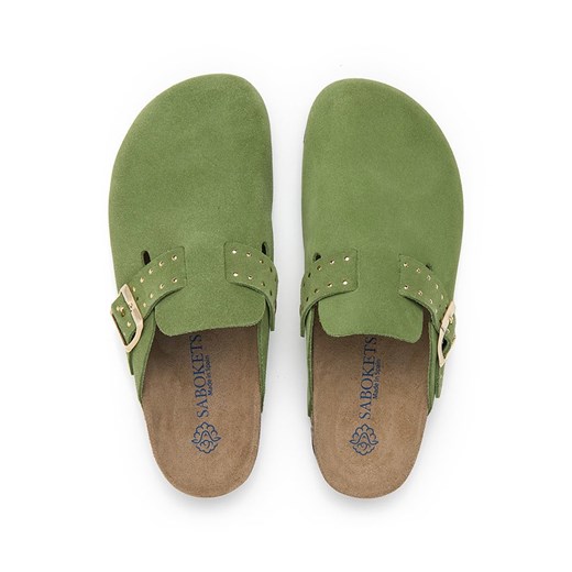 SABOKETS Skórzane chodaki w kolorze zielonym Sabokets 41 promocyjna cena Limango Polska