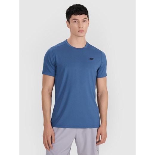 Męska koszulka treningowa 4F 4FWAW25TFTSM1521 - turkusowa ze sklepu Sportstylestory.com w kategorii T-shirty męskie - zdjęcie 185745838