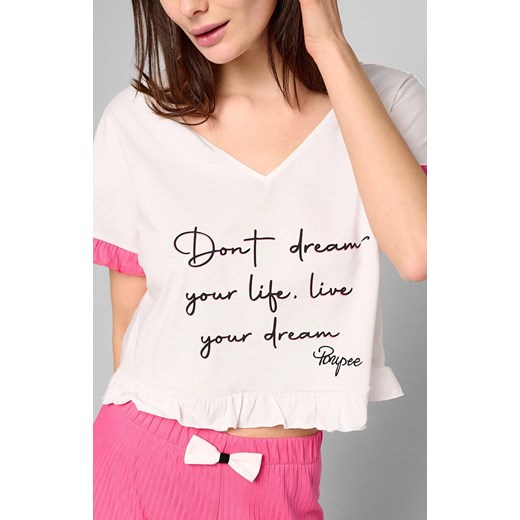 Marilyn koszulka piżamowa damska z krótkim rękawkiem Dreams, Kolor biało-różowy, Rozmiar 38, Marilyn ze sklepu Intymna w kategorii Piżamy damskie - zdjęcie 185746017