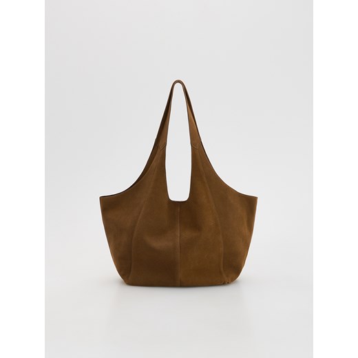 Reserved - Skórzana torebka typu hobo - brązowy ze sklepu Reserved w kategorii Torby Shopper bag - zdjęcie 185747985