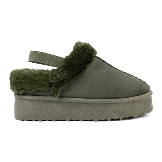 Shelvt Ciemnozielone buty a&#39;la śniegowce z futerkiem ze sklepu ButyModne.pl w kategorii Śniegowce damskie - zdjęcie 185748838