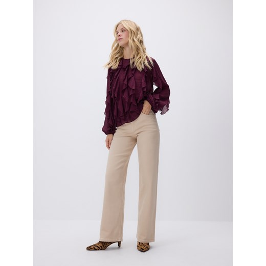Reserved - Jeansy wide leg - kremowy ze sklepu Reserved w kategorii Jeansy damskie - zdjęcie 185750588