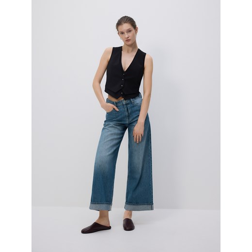 Reserved - Jeansy wide leg - granatowy ze sklepu Reserved w kategorii Jeansy damskie - zdjęcie 185750659