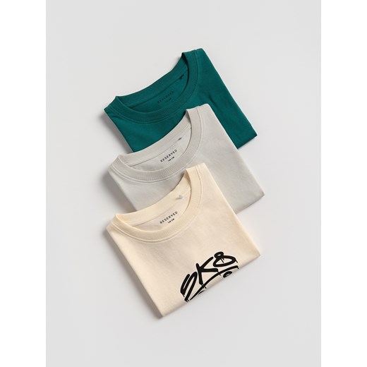 Reserved - Bawełniany t-shirt oversize 3 pack - jasnoszary ze sklepu Reserved w kategorii T-shirty chłopięce - zdjęcie 185751166