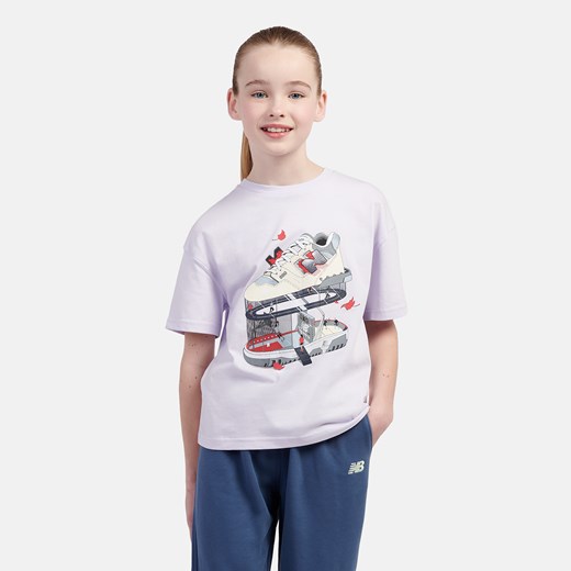 Koszulka dziecięca New Balance LAKG0117RIG – fioletowa ze sklepu New Balance Poland w kategorii Bluzki dziewczęce - zdjęcie 185752806