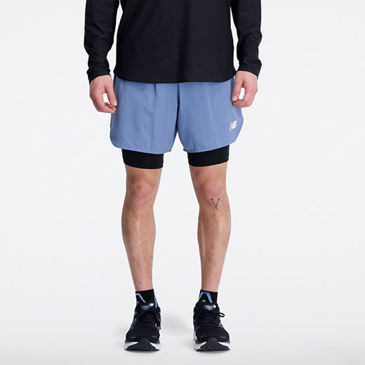 Spodenki męskie New Balance MS33282MYL – niebieskie ze sklepu New Balance Poland w kategorii Spodenki męskie - zdjęcie 185753275