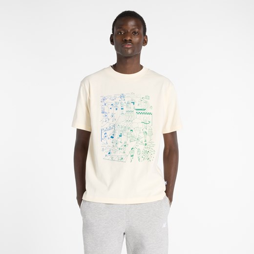 Koszulka męska New Balance MT53916PEF – beżowa ze sklepu New Balance Poland w kategorii T-shirty męskie - zdjęcie 185753409