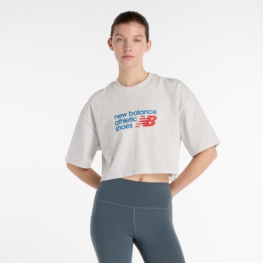 Koszulka damska New Balance WT51908AHH – szara ze sklepu New Balance Poland w kategorii Bluzki damskie - zdjęcie 185754138