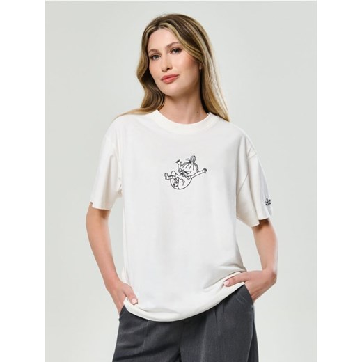Sinsay - Bawełniana koszulka z nadrukiem The Moomins - kremowy ze sklepu Sinsay w kategorii Bluzki damskie - zdjęcie 185754799