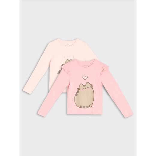 Sinsay - Koszulki z długimi rękawami 2 pack Pusheen the cat - różowy - id: 559GP-03X - marki Sinsay - 185754806 Sinsay - Koszulki z długimi rękawami 2 pack Pusheen the cat - różowy ze sklepu Sinsay w kategorii Bluzki dziewczęce - zdjęcie 185754806