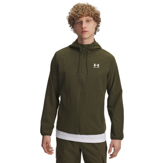 Męska kurtka wiatrówka Under Armour UA Stretch Woven Windbreaker - khaki ze sklepu Sportstylestory.com w kategorii Kurtki męskie - zdjęcie 185755729