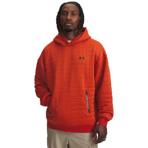 Męska bluza nierozpinana z kapturem Under Armour UA Unstoppable Fleece Textured - pomarańczowa ze sklepu Sportstylestory.com w kategorii Bluzy męskie - zdjęcie 185755766
