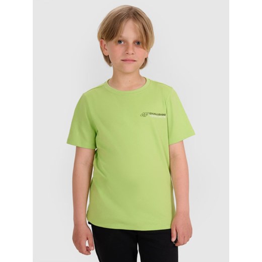 Chłopięcy t-shirt z nadrukiem 4F 4FJWAW25TTSHM2415 - zielony ze sklepu Sportstylestory.com w kategorii T-shirty chłopięce - zdjęcie 185755889