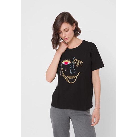 Czarny bawełniany t-shirt z aplikacją Molton L Molton