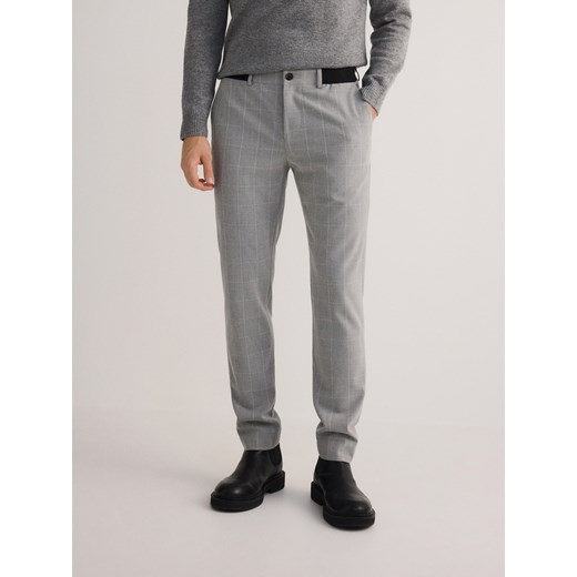 Reserved - Spodnie chino slim fit w kratę - jasnoszary ze sklepu Reserved w kategorii Spodnie męskie - zdjęcie 185756766