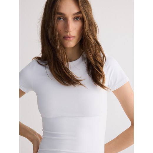 Reserved - Gładki t-shirt - biały Reserved XS Reserved wyprzedaż