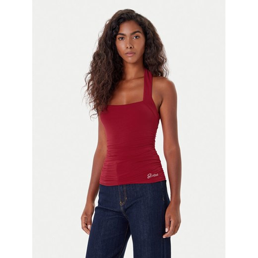 Guess Top W5YP28 KACM2 Czerwony Regular Fit ze sklepu MODIVO w kategorii Bluzki damskie - zdjęcie 185757469