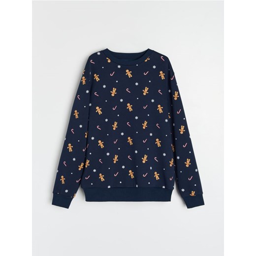Sinsay - Bluza z motywem świątecznym - granatowy ze sklepu Sinsay w kategorii Bluzy męskie - zdjęcie 185758995
