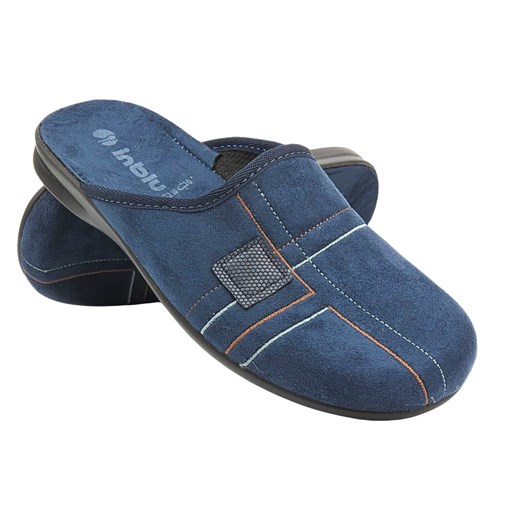 Kapcie Męskie Z Miękką Wkładką  INBLU OG-2D Granatowe Wsuwane ze sklepu ulubioneobuwie w kategorii Kapcie męskie - zdjęcie 185759138