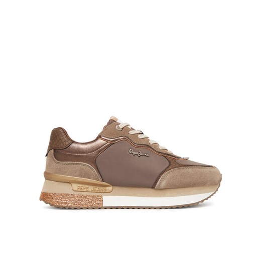Sneakersy Pepe Jeans Rusper Glam W PLS600008 Brązowy ze sklepu eobuwie.pl w kategorii Buty sportowe damskie - zdjęcie 185760137
