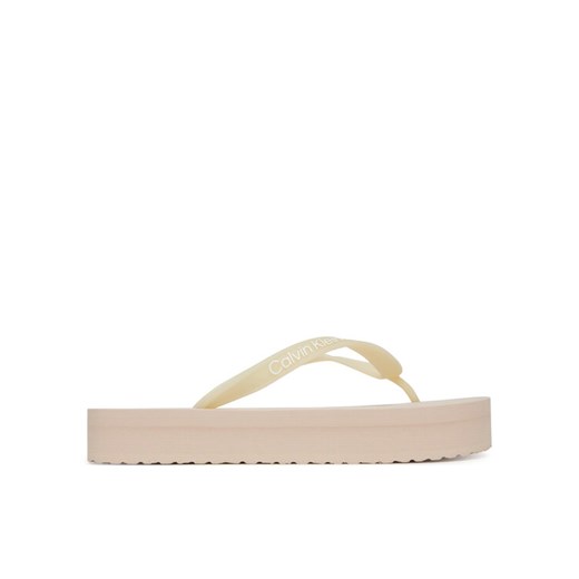 Japonki Calvin Klein Jeans Beach Sandal Flatform Tpu YW0YW01830 Beżowy ze sklepu eobuwie.pl w kategorii Klapki damskie - zdjęcie 185760145