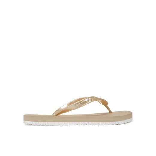 Calvin Klein Jeans Japonki Thong+ Tpu Metallic YW0YW01720 Beżowy ze sklepu MODIVO w kategorii Klapki damskie - zdjęcie 185761165