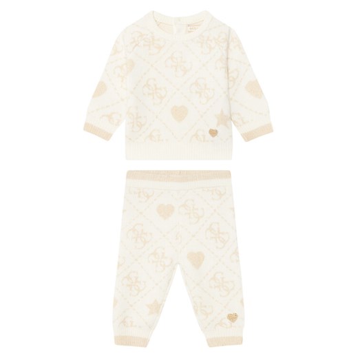 Guess Komplet sweter i spodnie materiałowe A5BG03 Z39N0 Beżowy Regular Fit ze sklepu MODIVO w kategorii Odzież dla niemowląt - zdjęcie 185761577
