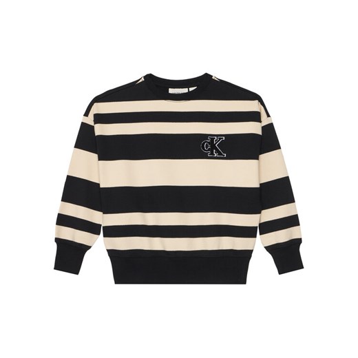 Calvin Klein Jeans Bluza Striped Modern IB0IB02558 Czarny Regular Fit ze sklepu MODIVO w kategorii Bluzy chłopięce - zdjęcie 185761586