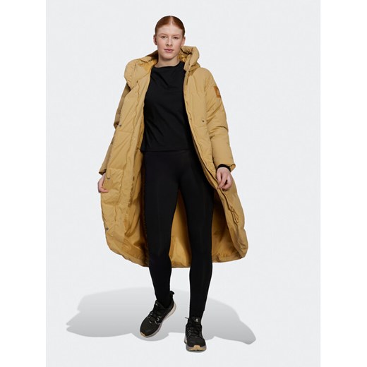 adidas Płaszcz zimowy Big Baffle Down Coat HN9938 Beżowy Loose Fit ze sklepu MODIVO w kategorii Kurtki damskie - zdjęcie 185761796