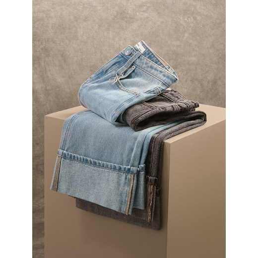 Reserved - Jeansy wide leg z podwiniętą nogawką - niebieski ze sklepu Reserved w kategorii Spodnie dziewczęce - zdjęcie 185765617