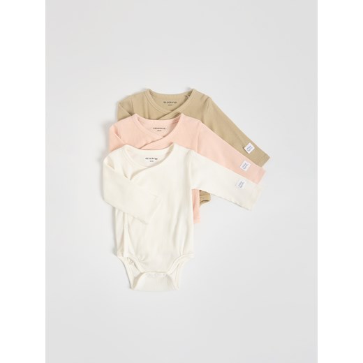 Reserved - Prążkowane body 3 pack - beżowy ze sklepu Reserved w kategorii Odzież dla niemowląt - zdjęcie 185769215