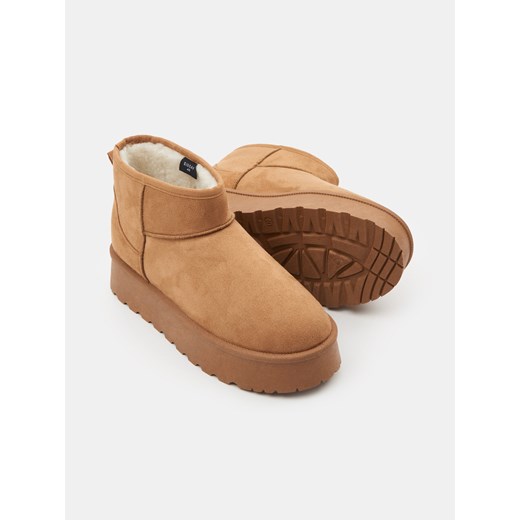 Sinsay - Botki ocieplane z imitacji zamszu - brązowy Sinsay 40 Sinsay