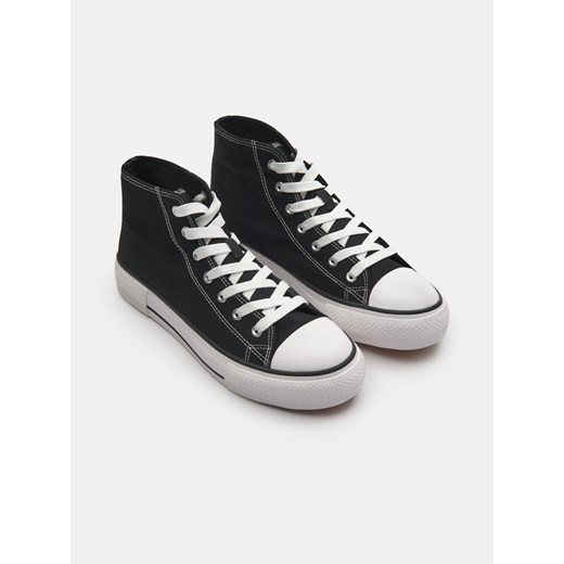 Sinsay - Trampki sznurowane za kostkę - czarny Sinsay 36 Sinsay